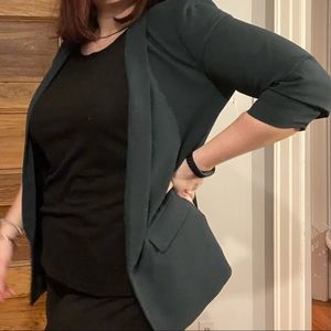 Zara Women Dark Green Crepe Blazer XXL